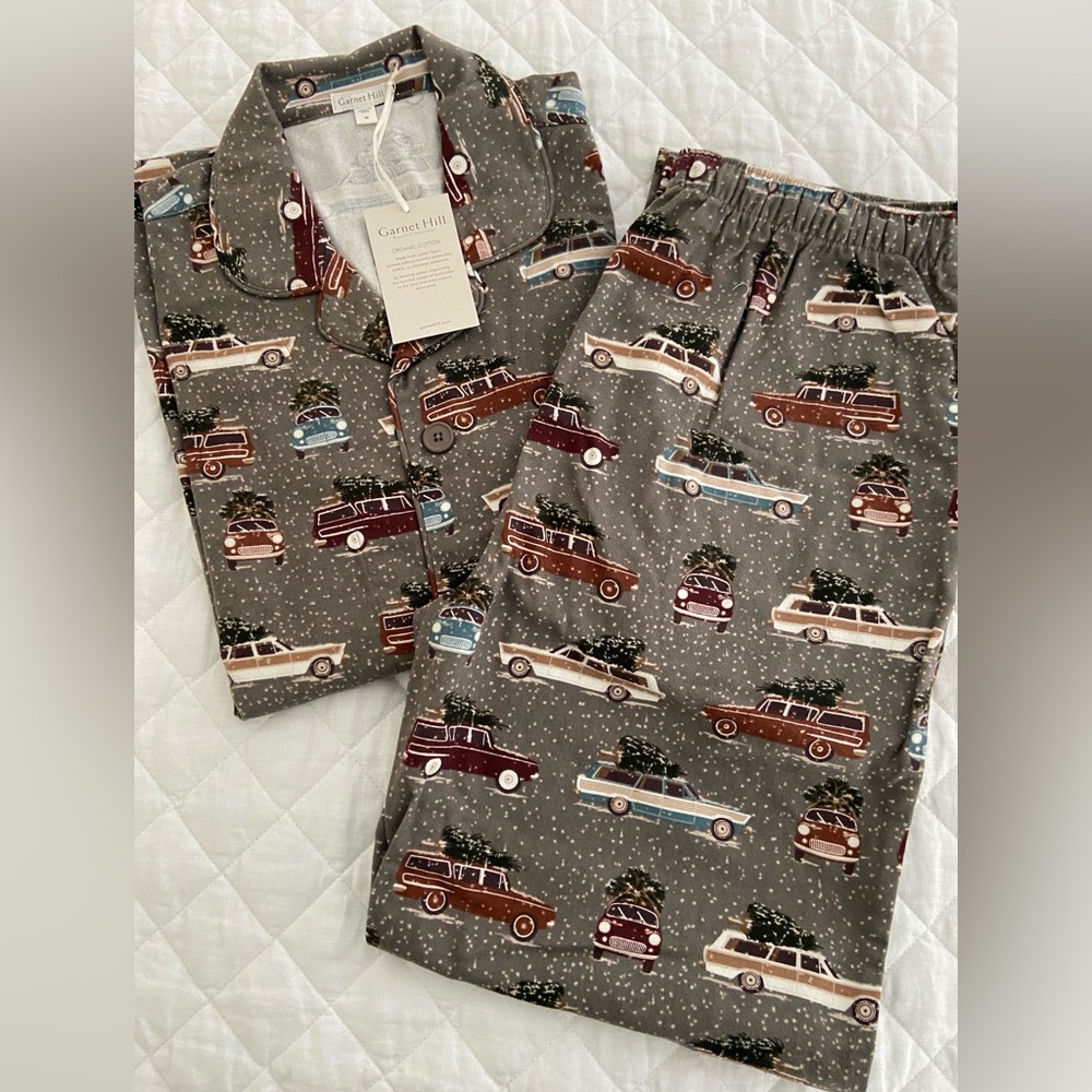 NWT Men’s Garnet Hill Organic Pima Cotton Flannel Holiday Road-Trip PJ Set